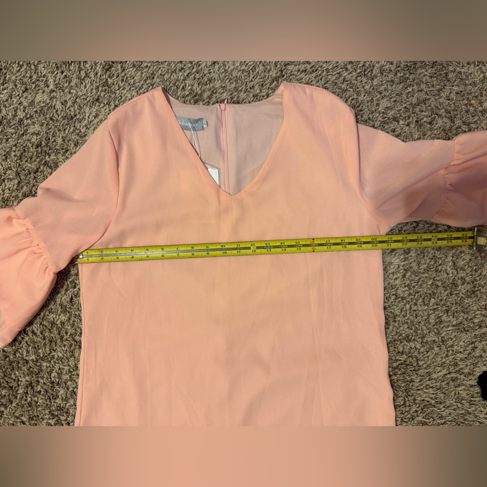 Peach V-Neck Ruffle Sleeve Dress - Picture 11 of 12